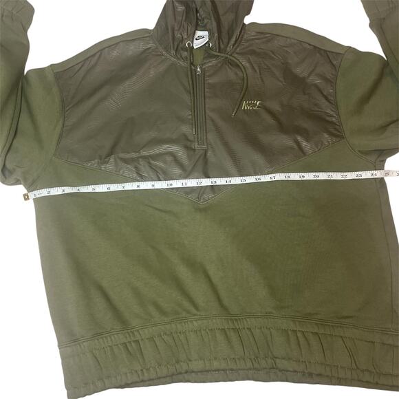 Nike Icon Clash Half Zip Hoodie Olive Green Textured Windbreaker Pullover Sz M - Picture 9 of 10